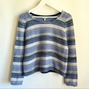JOIE Striped Tweed Waist Sweater Top